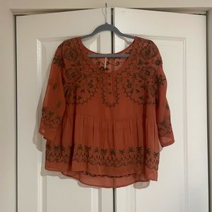 Free people sheer embroidered top